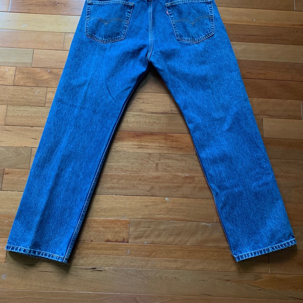 Levis Mens W38 L32 505 Regular Fit Jeans Blue Excellent Straight Leg Denim - Picture 6 of 9